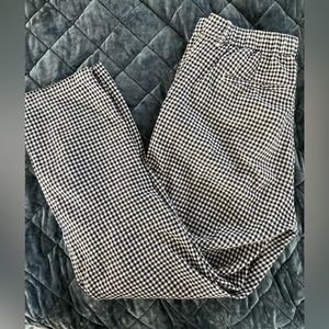 Linen gingham cropped pants